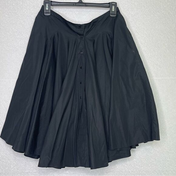 ALAÏA Cotton Button Front Pleated Flared Mini Skirt Black 10 - Picture 3 of 9